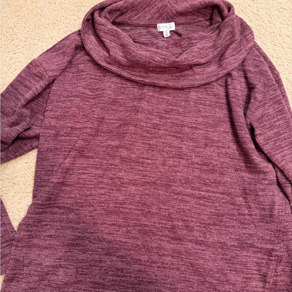 Olivia Sky Maroon Cowl Neck Sweater
